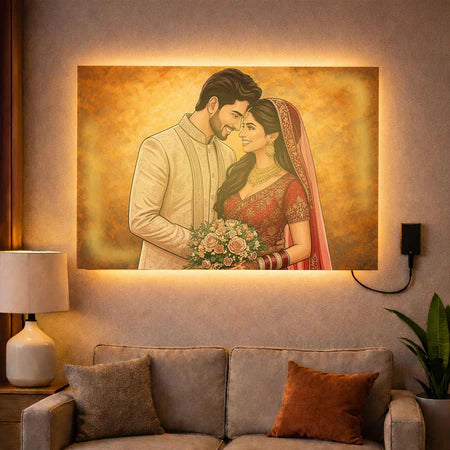 Personalized LED Acrylic Wedding Couple Cartoon Wall Frame