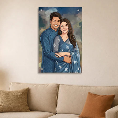 Personalized Toony Cartoon Acrylic Couple Wall Frame