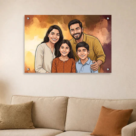Personalized Toony Cartoon Acrylic Family Wall Frame