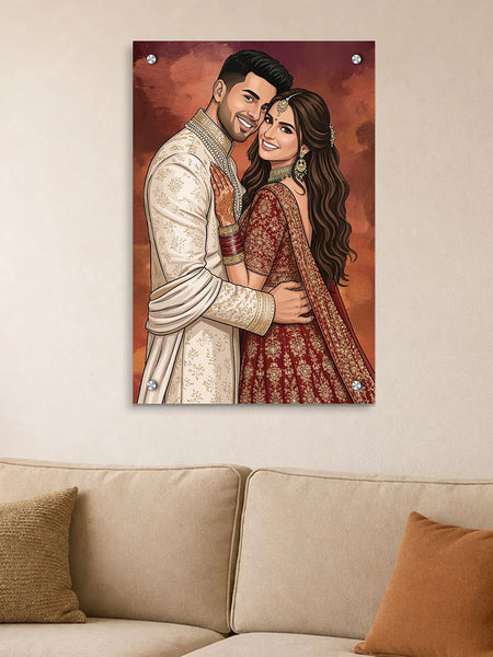 Wedding Special Toony Cartoon Couple Wall Frame