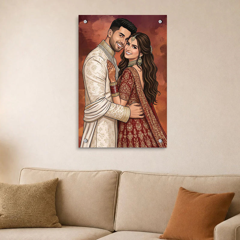 Wedding Special Toony Cartoon Couple Wall Frame