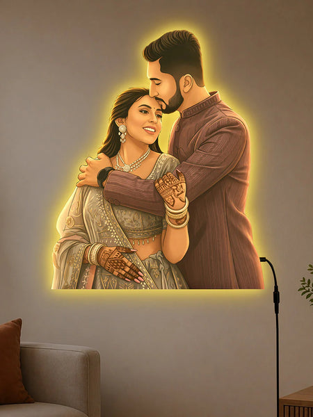 Personalized AI Cartoon Wooden 3D LED Photo Cutout Gift