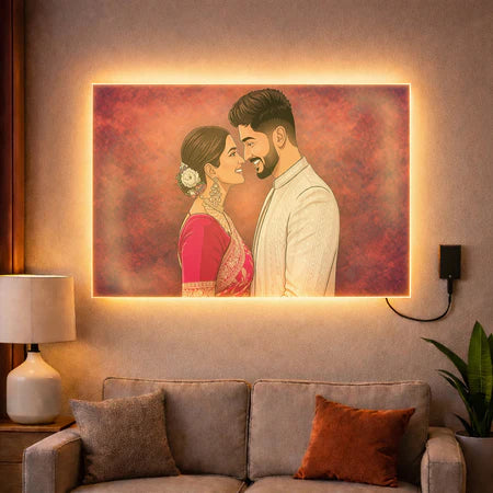 Personalized LED Acrylic Wall Couple Cartoon Frame