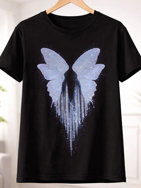 Butterfly Wings Graphic Print Black T-Shirt