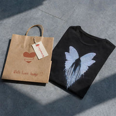 Butterfly Wings Graphic Print Black T-Shirt