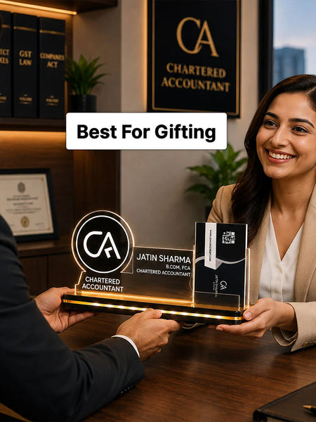 Personalized Chartered Accountant LED Acrylic Business Card Holder