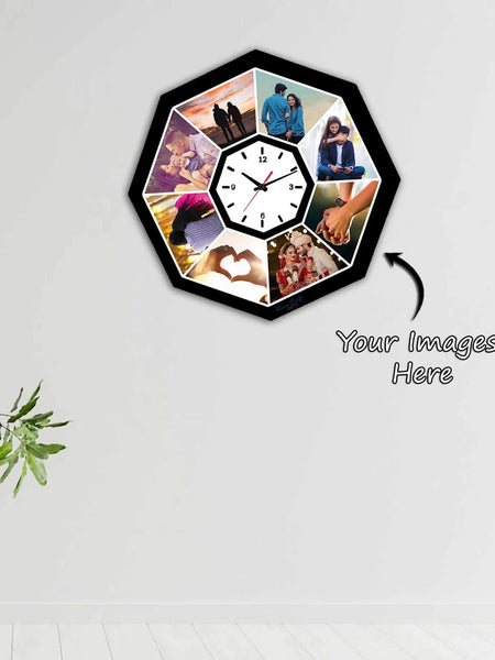 Collage Wooden Photo Wall Clock