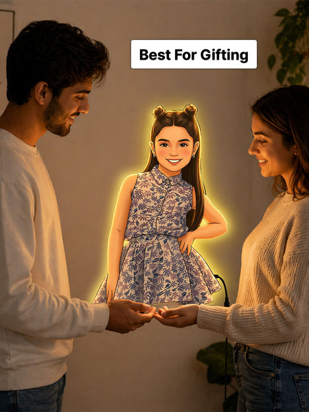 Personalized AI Cartoon Wooden 3D LED Photo Cutout Gift