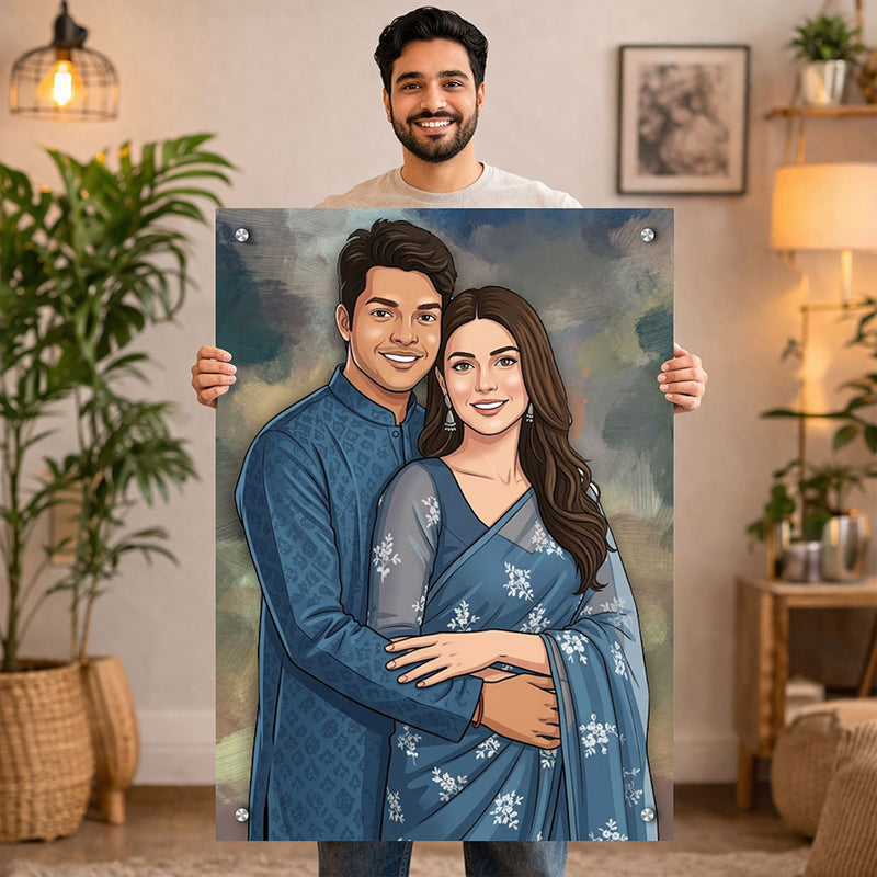 Personalized Toony Cartoon Acrylic Couple Wall Frame