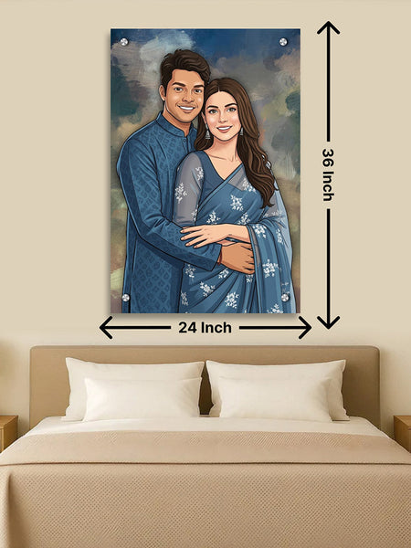 Personalized Toony Cartoon Acrylic Couple Wall Frame