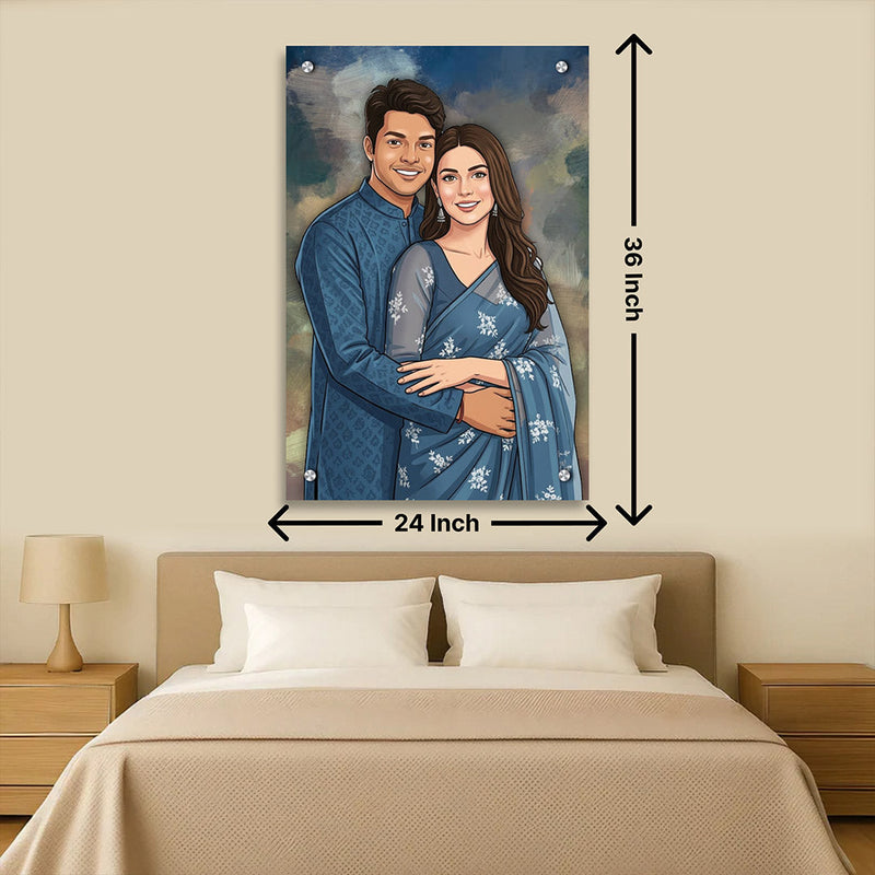 Personalized Toony Cartoon Acrylic Couple Wall Frame