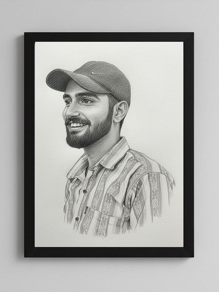 Personalized Pencil Sketch Portrait Wall Frame