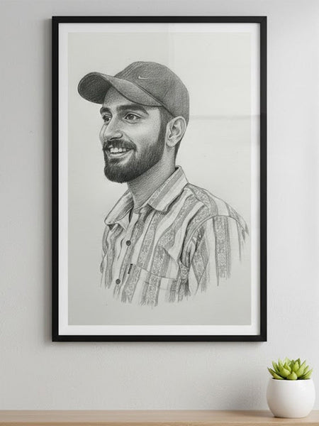 Personalized Pencil Sketch Portrait Wall Frame