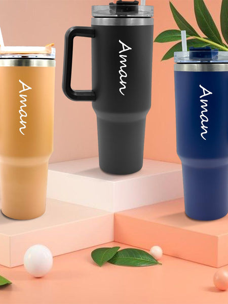 Personalized Stainless Steel Tumbler With Straw