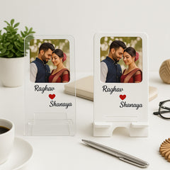 Personalized Couple White Acrylic Mobile Stand