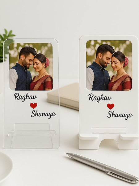 Personalized Couple White Acrylic Mobile Stand