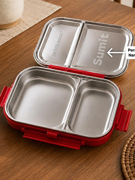 Personalized Signoraware Slim Stainless Steel Lunch Box