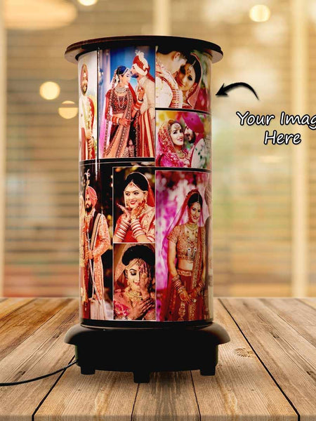 Personalized Wooden Rotating Photo Lamp