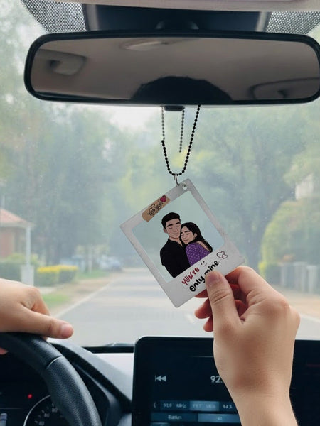 Polaroid Style Couple Car Hanger