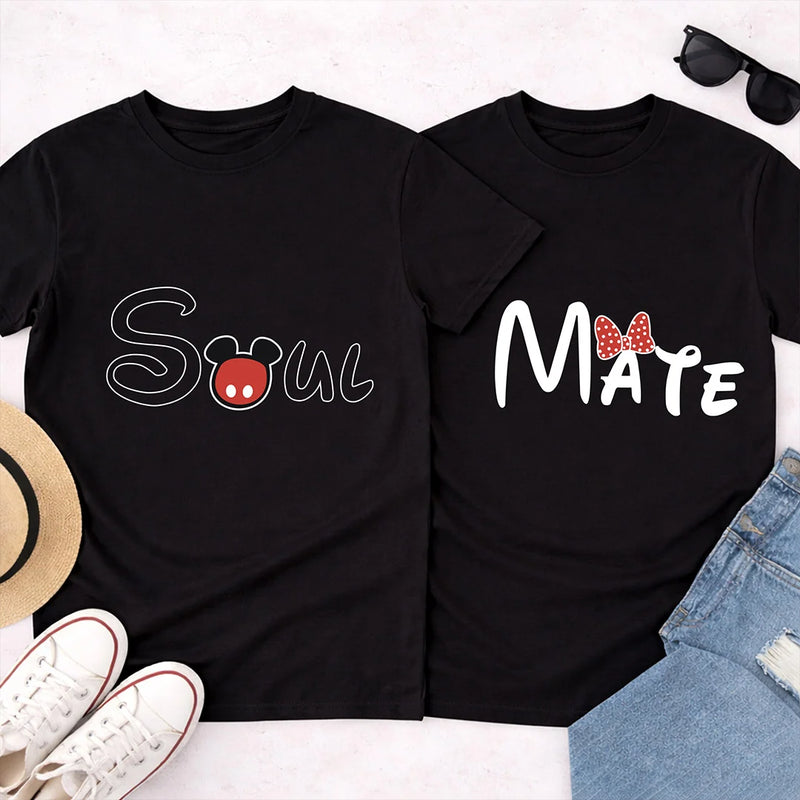 Couple Matching T-Shirts – “Soul Mate” Printed Cotton Tees for Couples