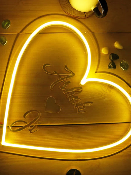 Customized Heart Neon Name Light Frames-15