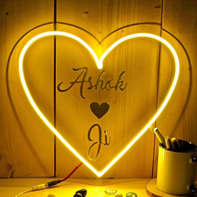 Customized Heart Neon Name Light Frames-15
