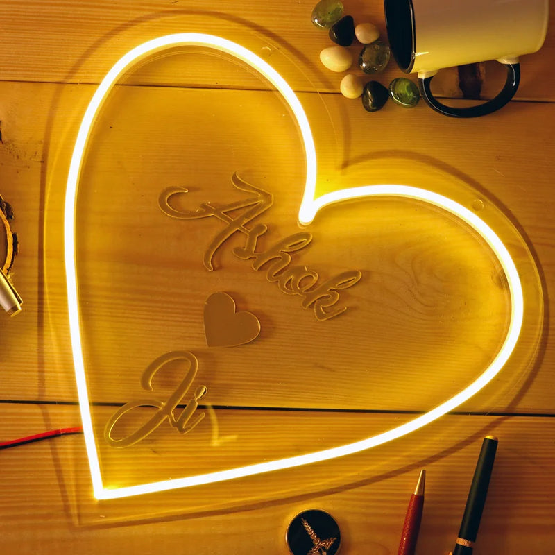 Customized Heart Neon Name Light Frames-15