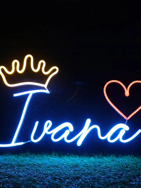 Customized Neon Name Light Frames With Crown
