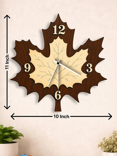 Elegant Maple Leaf Wooden Wall Clock 10