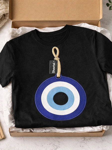 Evil Eye Protection Graphic Print Black T-Shirt