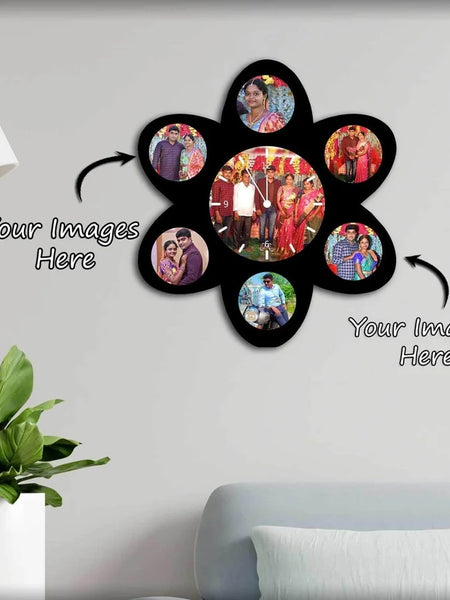 Flower Wooden Photo Wall Clock
