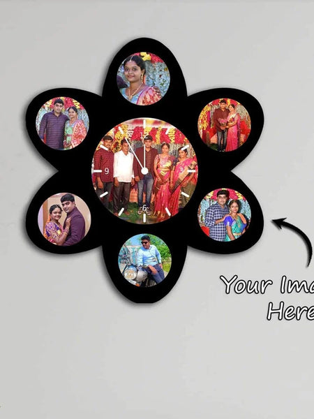 Flower Wooden Photo Wall Clock