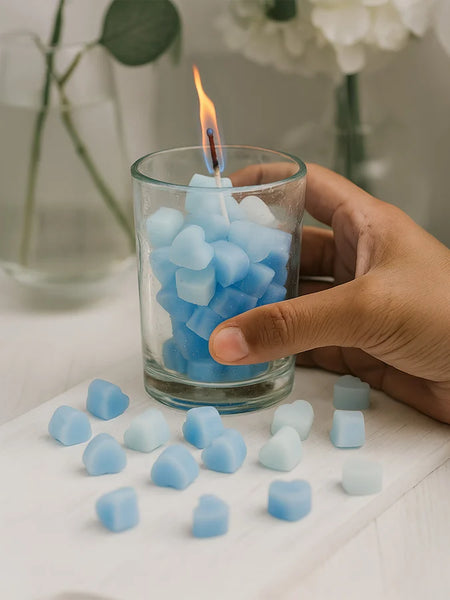 Heart Bubble Candle in Jar Glass
