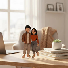 Personalized Couple Illustrated Art Table Stand – 5×9
