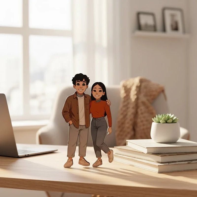 Personalized Couple Illustrated Art Table Stand – 5×9