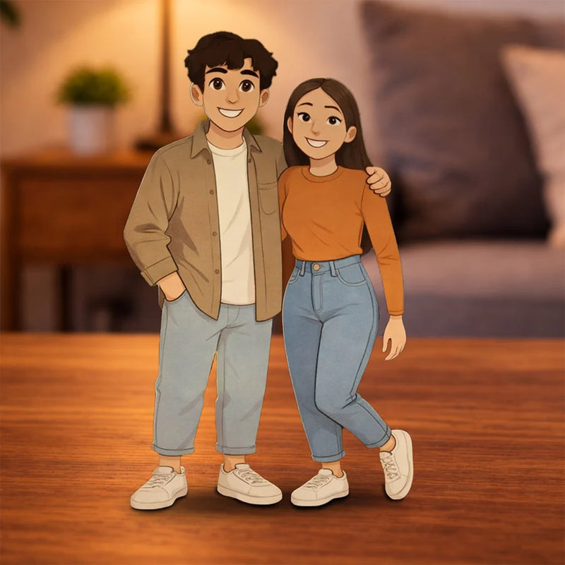 Personalized Couple Illustrated Art Table Stand – 5×9