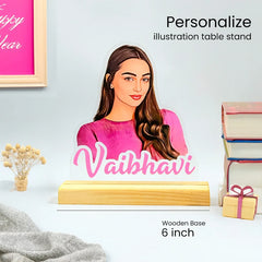 Acrylic Cutout Table Stand - Custom Text & Illustrated Photo