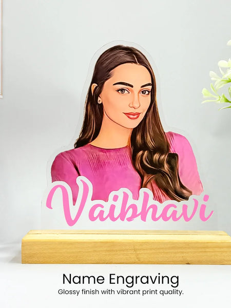 Acrylic Cutout Table Stand - Custom Text & Illustrated Photo