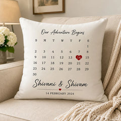 Personalized Couple Anniversary Date Cushion Cover | Custom Names & Special Date Pillow Gift for Couples - 10x10