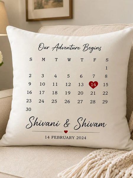 Personalized Couple Anniversary Date Cushion Cover | Custom Names & Special Date Pillow Gift for Couples - 10x10