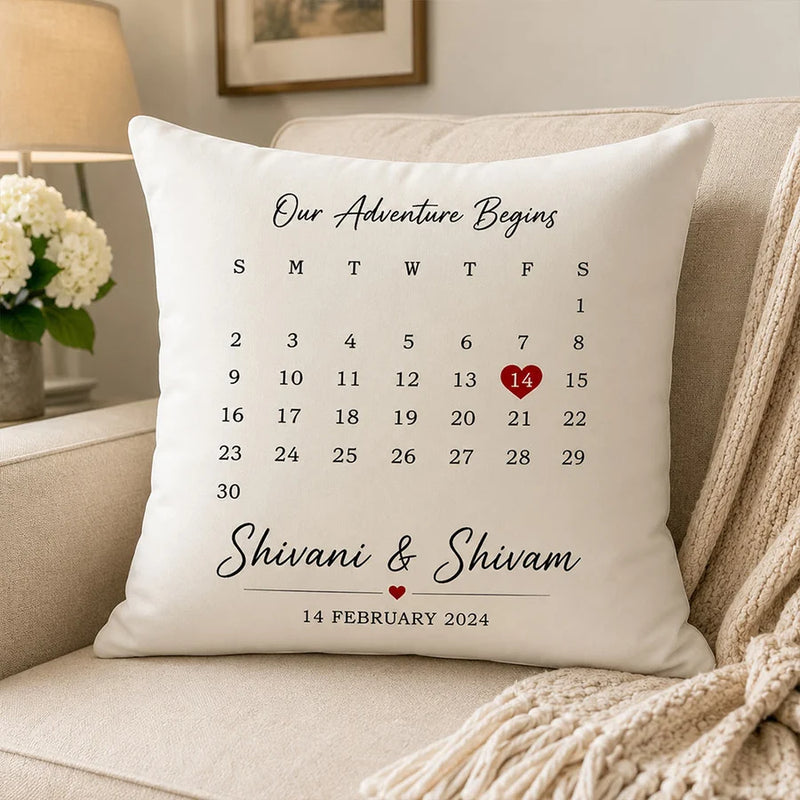 Personalized Couple Anniversary Date Cushion Cover | Custom Names & Special Date Pillow Gift for Couples - 10x10