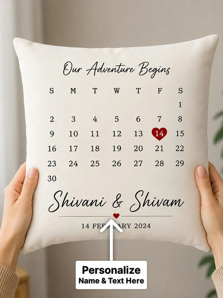 Personalized Couple Anniversary Date Cushion Cover | Custom Names & Special Date Pillow Gift for Couples - 10x10
