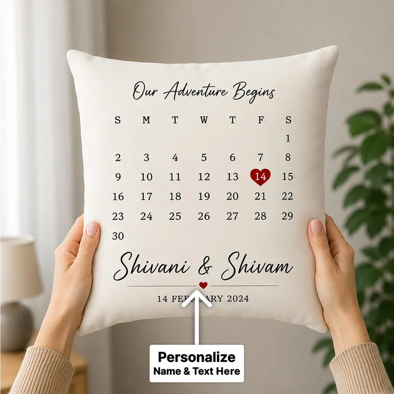 Personalized Couple Anniversary Date Cushion Cover | Custom Names & Special Date Pillow Gift for Couples - 10x10