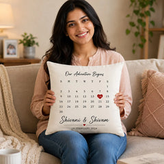 Personalized Couple Anniversary Date Cushion Cover | Custom Names & Special Date Pillow Gift for Couples - 10x10