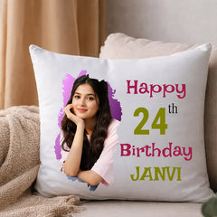 Personalized Birthday Photo Cushion for Her