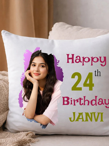 Personalized Birthday Photo Cushion for Her
