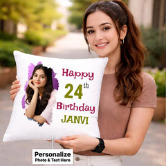 Personalized Birthday Photo Cushion for Her