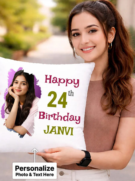 Personalized Birthday Photo Cushion for Her