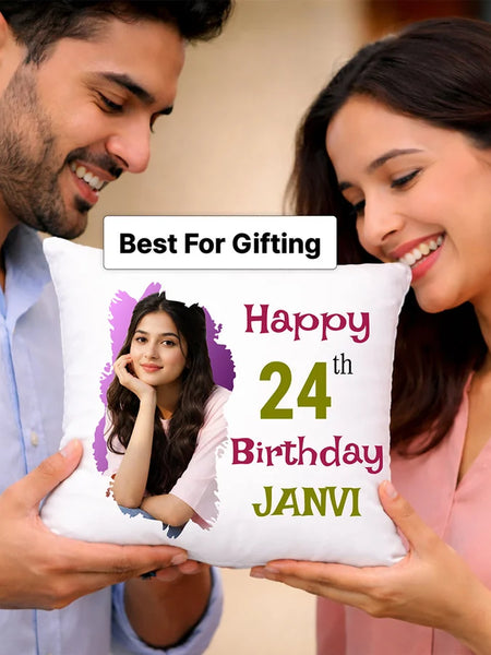 Personalized Birthday Photo Cushion for Her