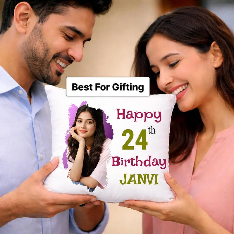 Personalized Birthday Photo Cushion for Her